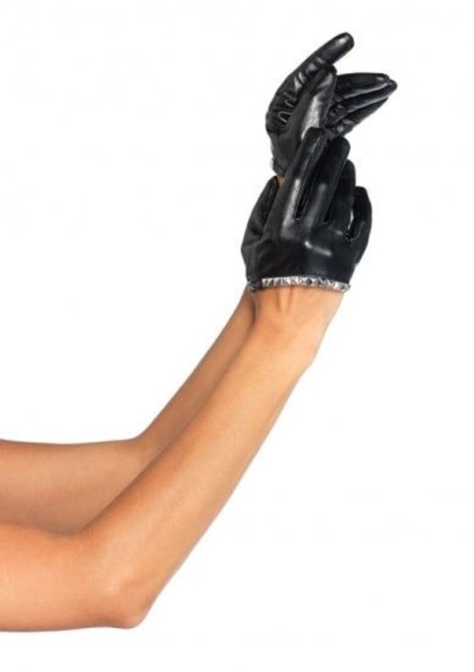 Faux Leather Studded Cropped Gloves (Loose Studs)